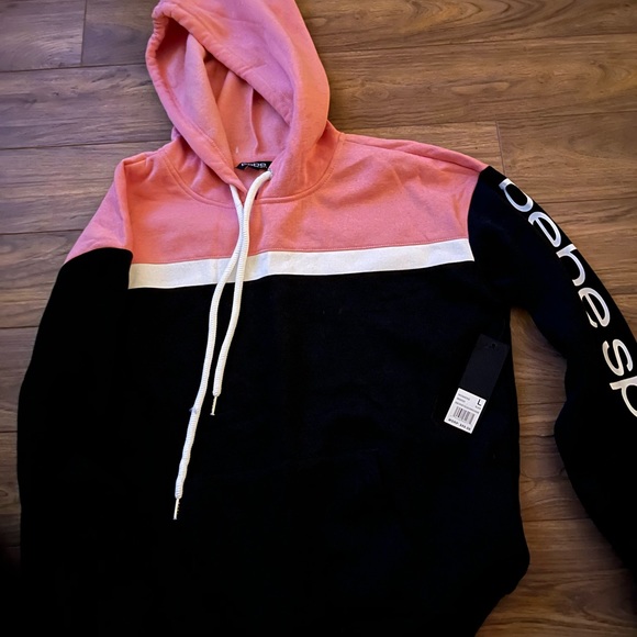 pink & black bebe hoodie new with tags, womens size large